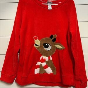 Red Reindeer pajama fleece shirt